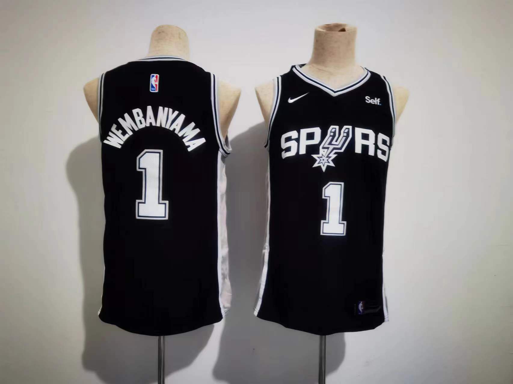Men San Antonio Spurs #1 Wembanyama Black Nike Game 2023 NBA Jersey